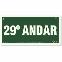 Placa 29 Andar Fotoluminescente S17