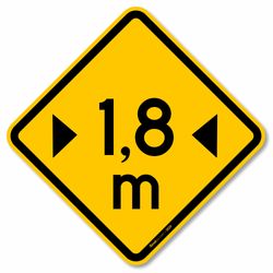 Placa Largura Limitada 1.8 Metros A-38 Resolução Contran Nº 243 06/2007