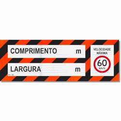 Adesivo Refletivo Sinalização Veículos Longo Largura e Comprimento Excedente Velocidade Máx 60km