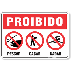 Placa Proibido Pescar Caçar E Nadar